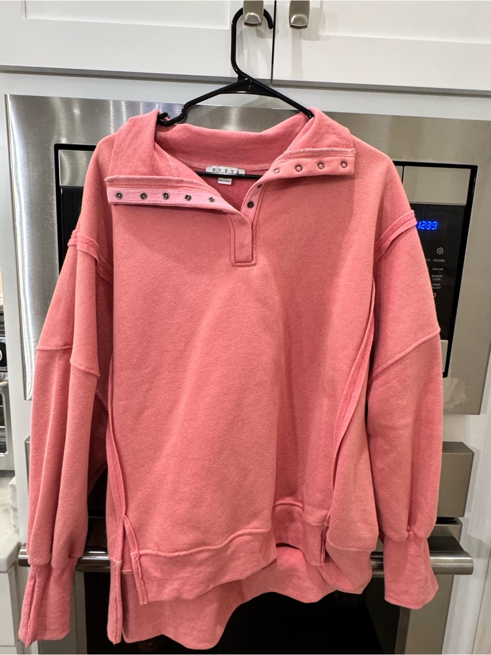 HYFVE Pink Snap-Detail Pullover Sweatshirt